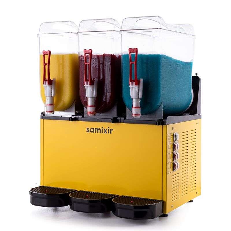 Ice slush makinenizi kaliteli ice slush konsantresi ile tamamlamak için tıklayın!Samixir SLUSH36.Y Ice Slush Triple Milkshake Meyve Suyu Dispenseri, 12+12+12 L, Sarı
